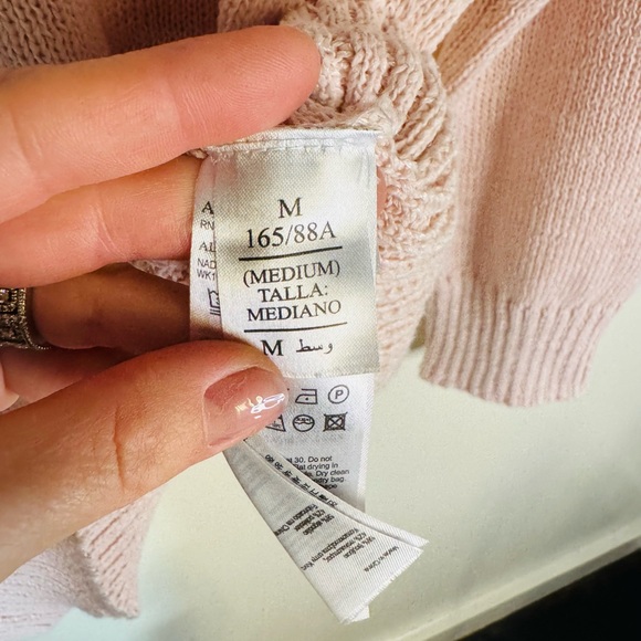 All Saints Pink M Nadine Crew Neck Sweater with Asymmetrical Hem - Picture 7 of 13